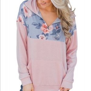 Pink floral pullover